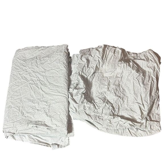 Pottery Barn Teen Other - Pottery barn teen twin size sheet set top flat mini polka dot grey white cotton